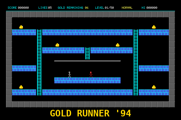 Gold Runner '94 free retro platformer game with 50 levels.