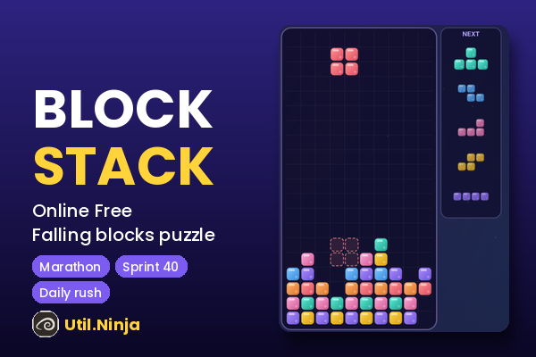Block Stack: glossy gem blocks falling into a glass well