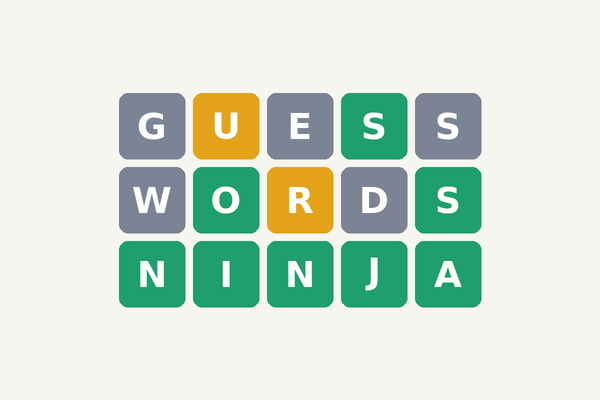 Ninja Words: a grid of green, yellow and grey letter tiles